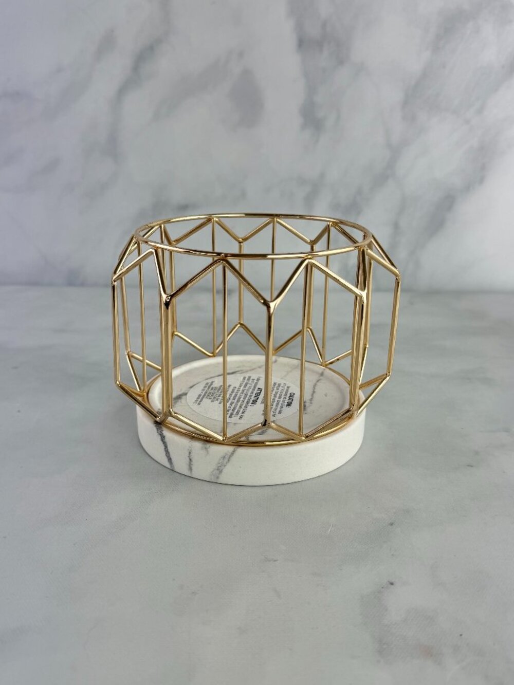 Bath & Body Works Golden Decagon Marble Candle Holder